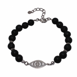 Evil Eye Lava Bracelet (Silver)