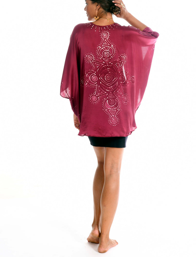 Minds Eye Kimono Burgundy