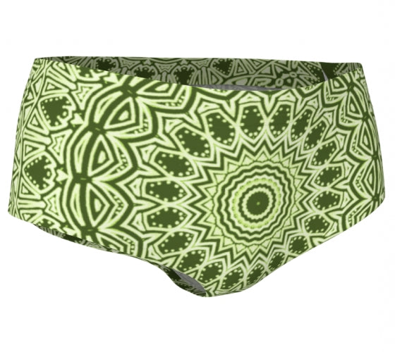 Green Mandala Mini Shorts