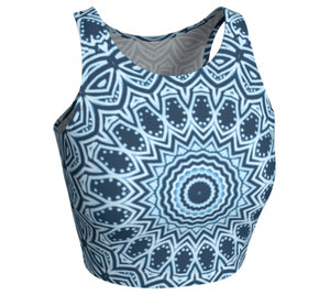 Blue Mandala Fitted Crop Top