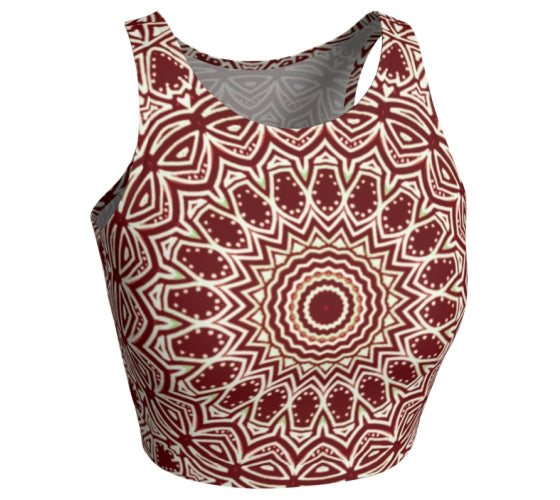 Burgundy Mandala Athletic Crop Top