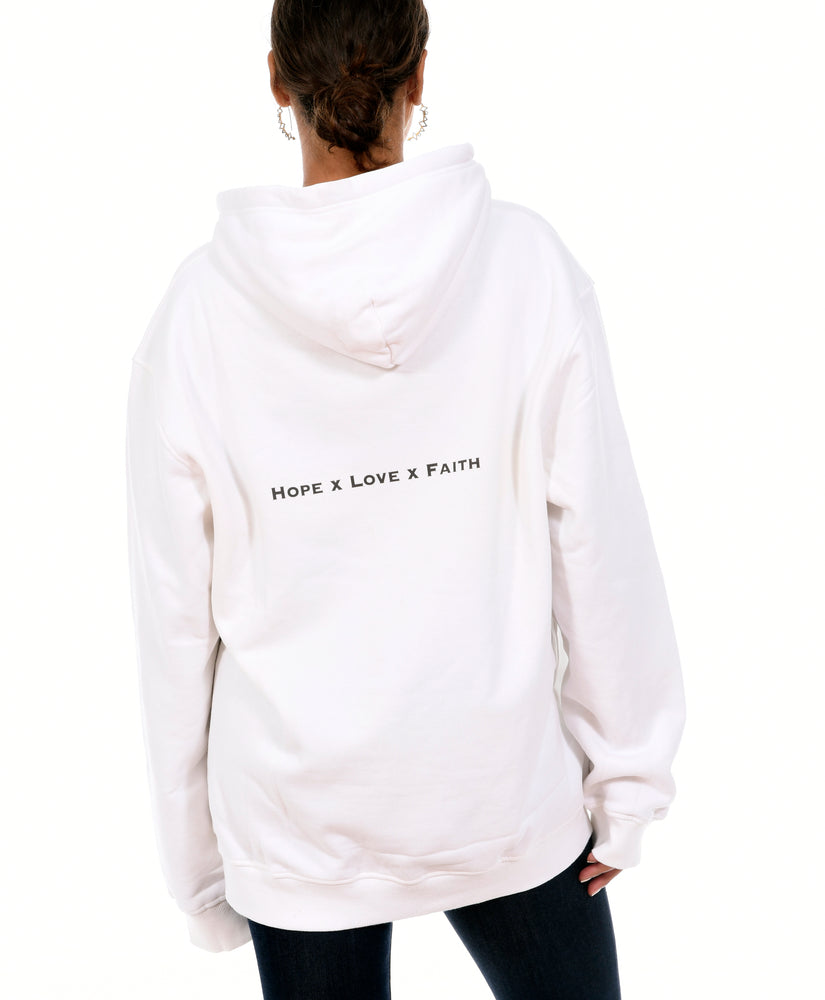 Hope X Faith X Love Unisex Hoodie White