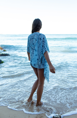 Blue Mandala Draped Kimono